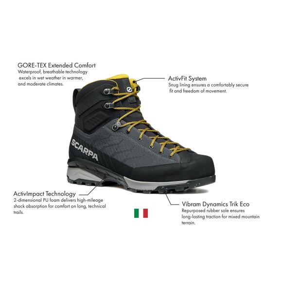 SCARPA MEN\'S MESCALITO TRK PLANET GTX WATERPROOF-TEX BOOTS - 11.5 WOMEN/10.5 MEN